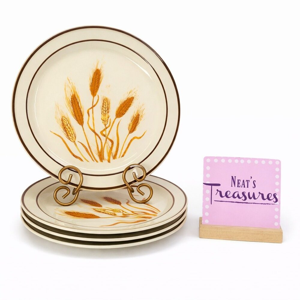 Vintage Ambiance Collection GOLDEN WHEAT 3296-015 Stoneware Dinner Plate Set 4